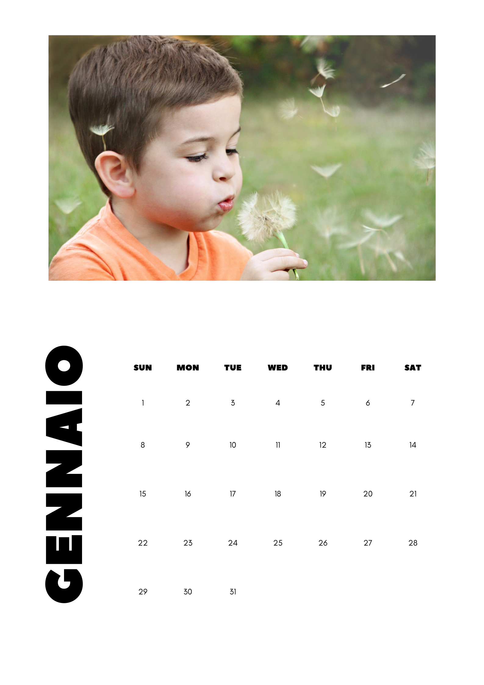 Calendario 12 mesi personalizzato minimal Calendario 12 mesi personalizzato minimal